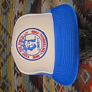 Vintage 80s 1986 Centennial Blue/White Embroidered Trucker